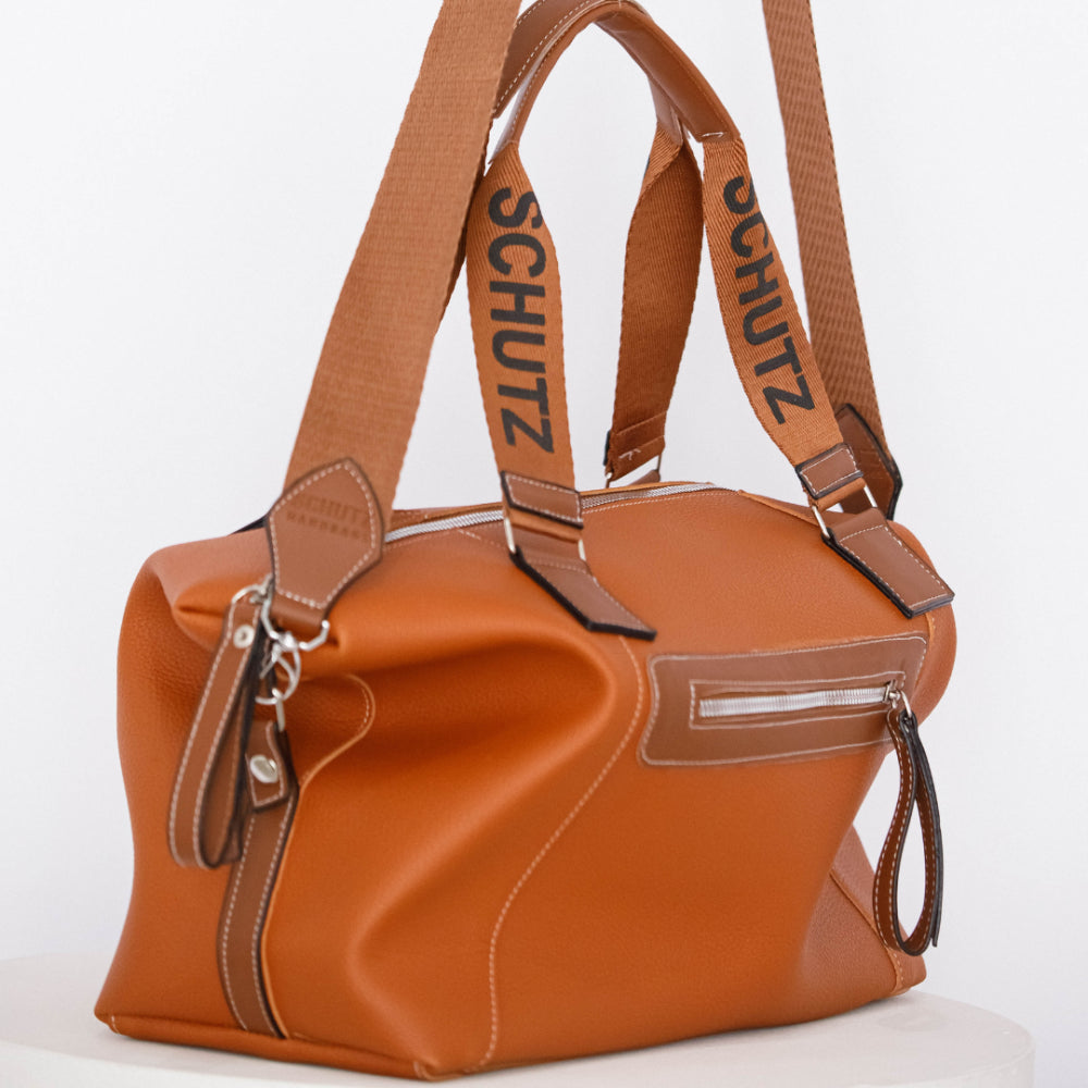 Bolsa Baú Feminina Forrada com Alça Escrita e Design Sofisticado Couro -Envio imediato