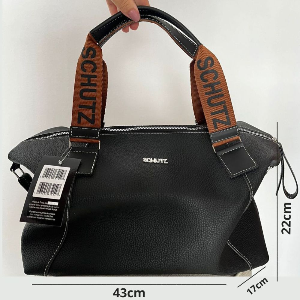 Bolsa Baú Feminina Forrada com Alça Escrita e Design Sofisticado Couro -Envio imediato